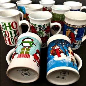 Royal Norfolk Christmas Mug U Pick 2 - Holiday Santa Poinsettia Snowman Reindeer